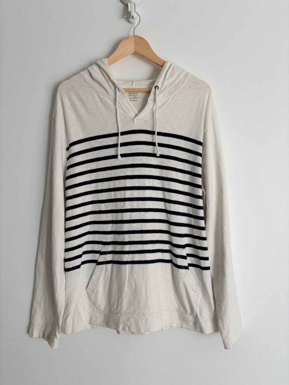 J.Crew Nautical Cream Navy Striped Cotton Pullover Hoodie XL